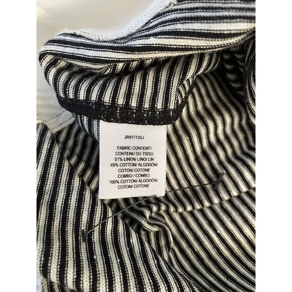 NWT Derek Lam 10 Crosby Sz S Scoop Tank W/Pom Pom Layered Striped Linen Top - Picture 7 of 11